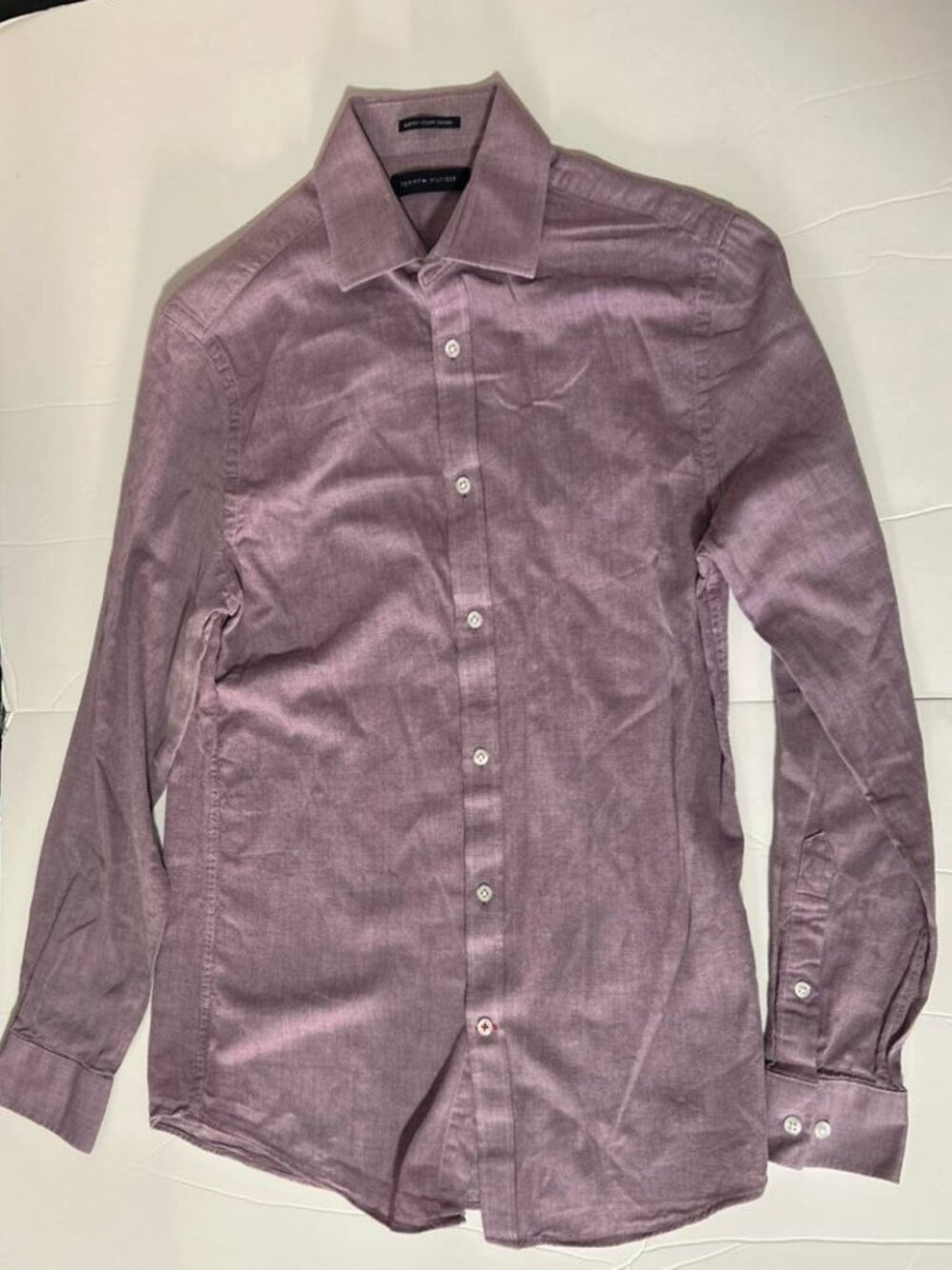 Tommy Hilfiger Men's L Purple 100% Cotton Slim Fit Shirt